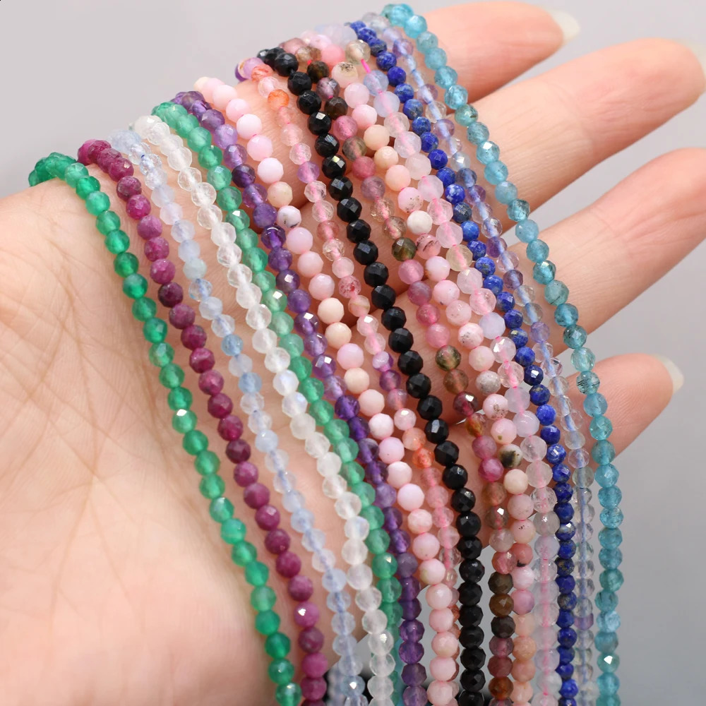 Natural lapis lazuli aquamarine amethyst obsidian beads used for jewelry making DIY bracelets necklace accessories 3mm 241017