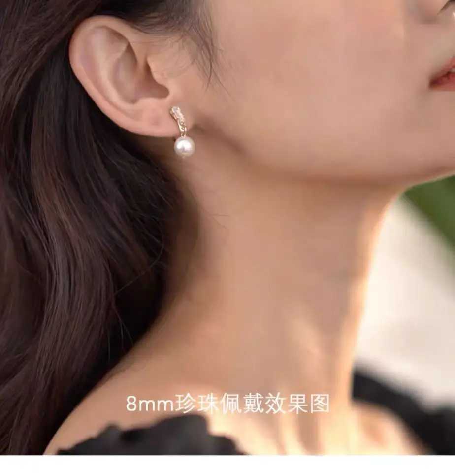 Fashion simulation pearl geometric clip earrings without perforations womens fake perforations gold ear clip W241017