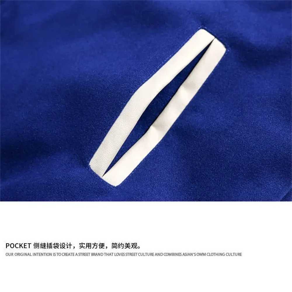 Harajuku Blue Student Baseball Mens Jacket Bomber Jacket Fashion Spring and Autumn Trend Hip Hop Academy Loose Casual Jacket M241017