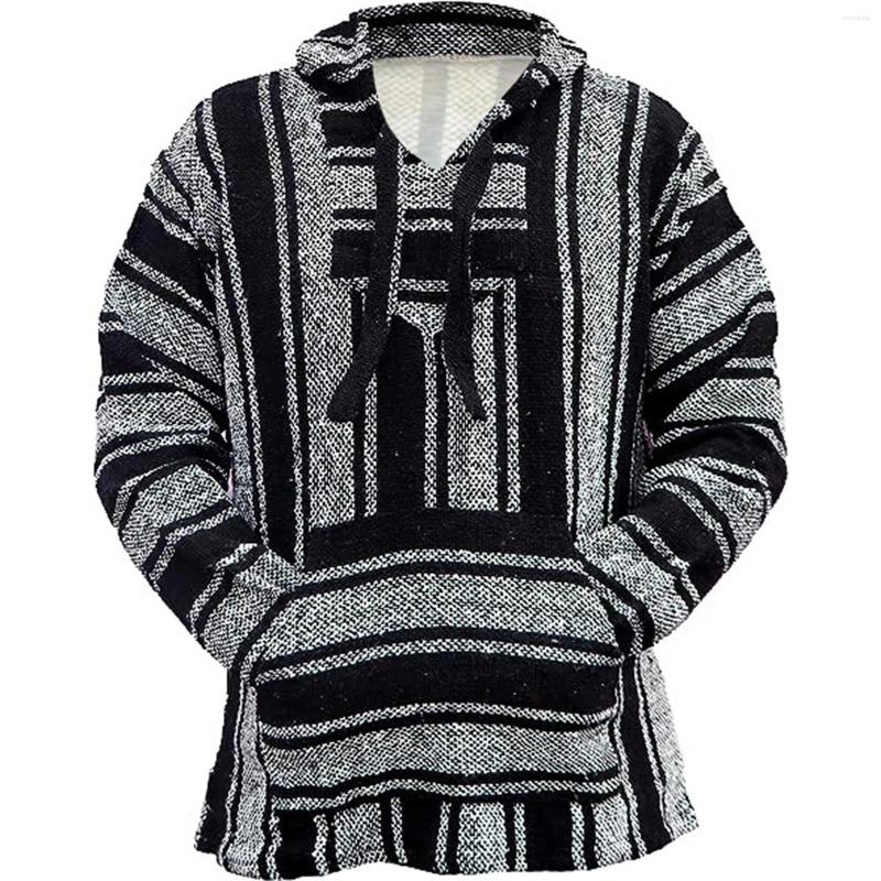 Mens Hoodies 3D Hippie Hoodie For Men Ethnic Style Pullover Hooded Sweatshirt Drawstring Pocket V Neck Streetwear