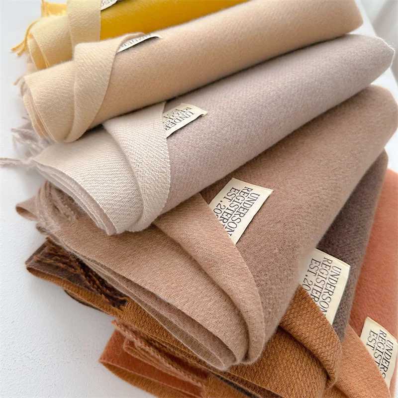 Fashionable winter cultural scarf shawl and wrap womens solid headscarf long sleeved cashmere Pashmina scarf X241017