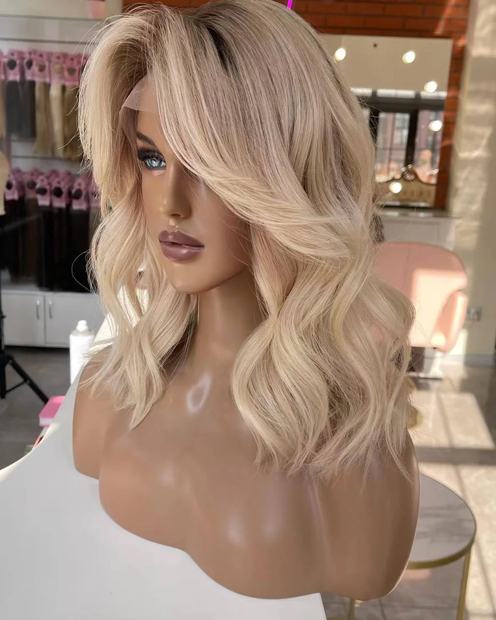 Raw virgin gray human hair wigs short ombre blonde lace closure wigs 360 hd Full lace wig 613 colored real brazilian hair lace front wig bob 5x5"