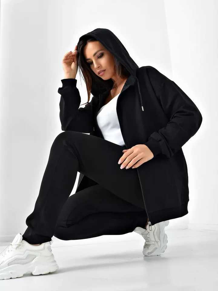 Autumn Fashion Solid Zipper Hoodie Women Warm Fleece Hooded Sweatshirt Casual Street Pocket Sportswear Oversized Female ClothingX241016