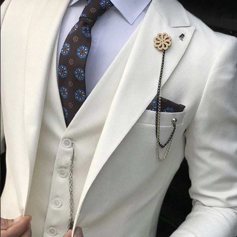 Formal Groom Tuxedo 3 Pieces Slim Fit Men Suits for Wedding Slim Fit 2024 Custom Male Fashion Costume Jacket with Vest Pants