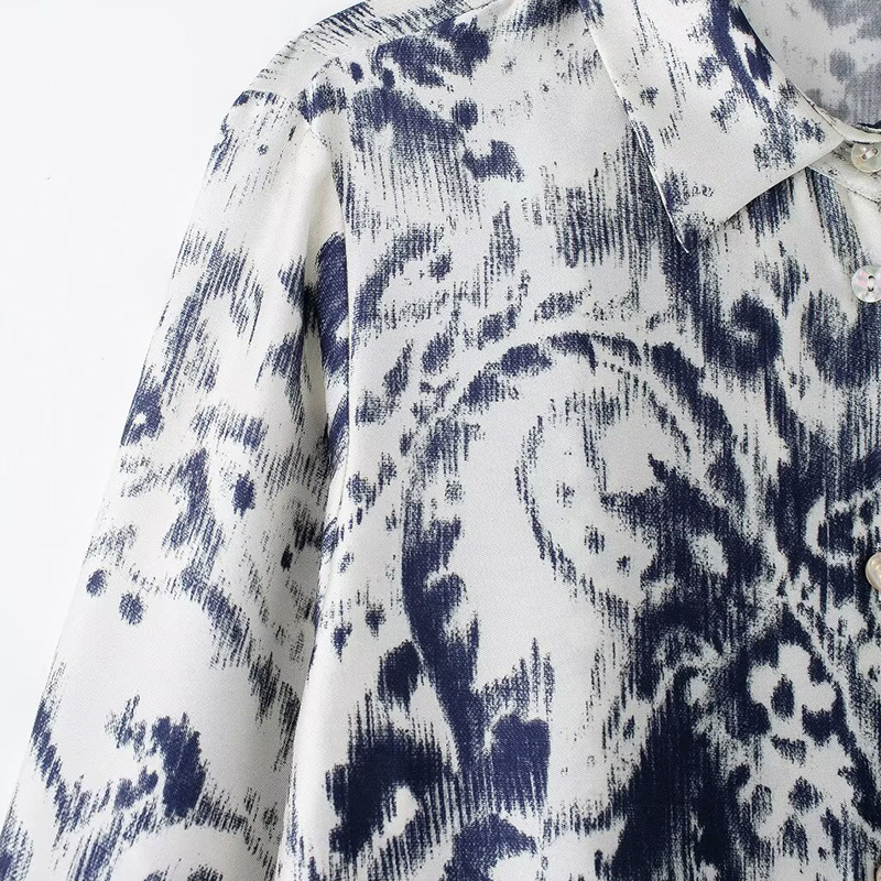 Women's Shirts Printed Blouses Long Sleeve Tops Inszartrafaf 2024 Casual Loose With Button Blusas Mujer Elegant Camisas Femme