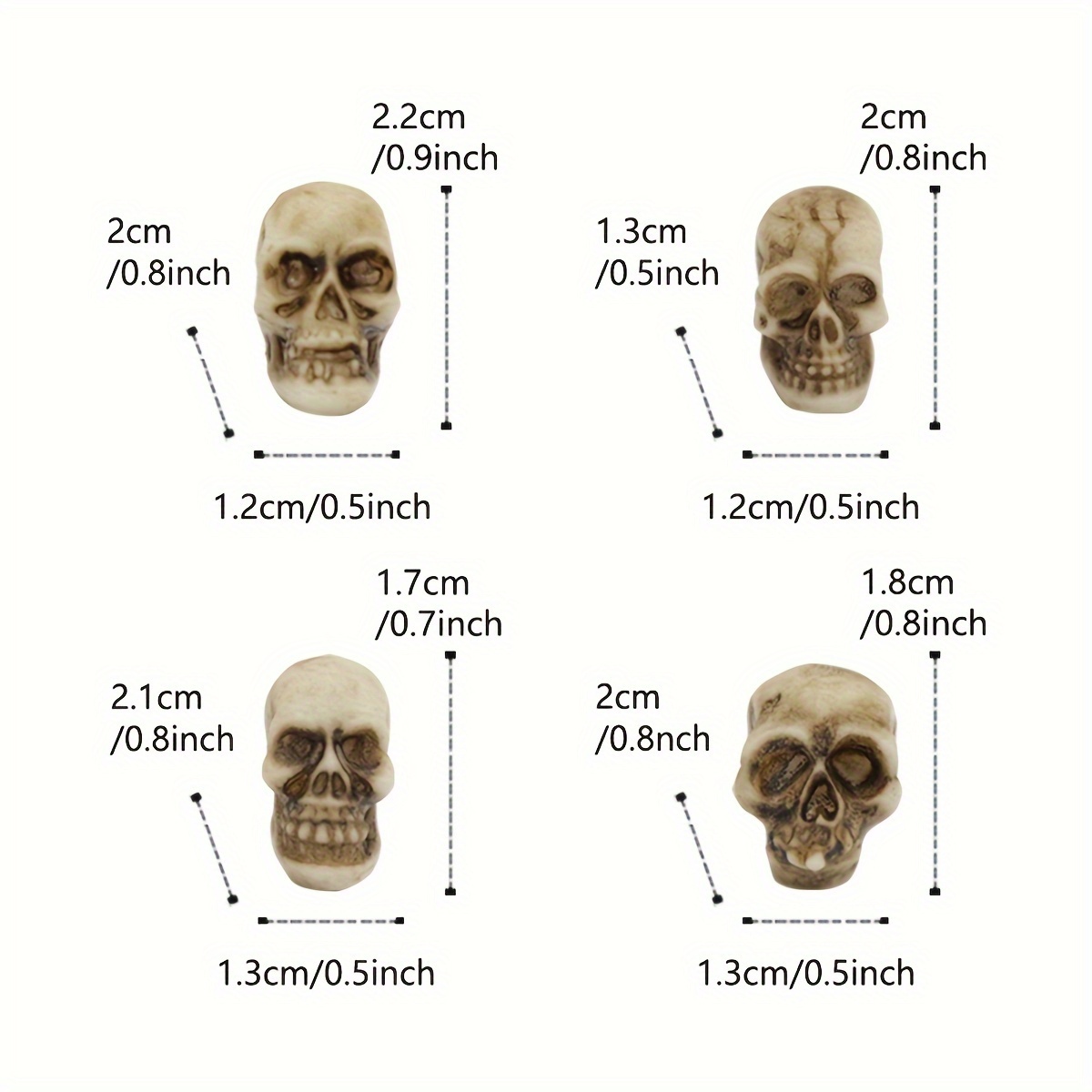 Halloween Decoration 20 Realistic Resin Skull Figures Garden Accessories