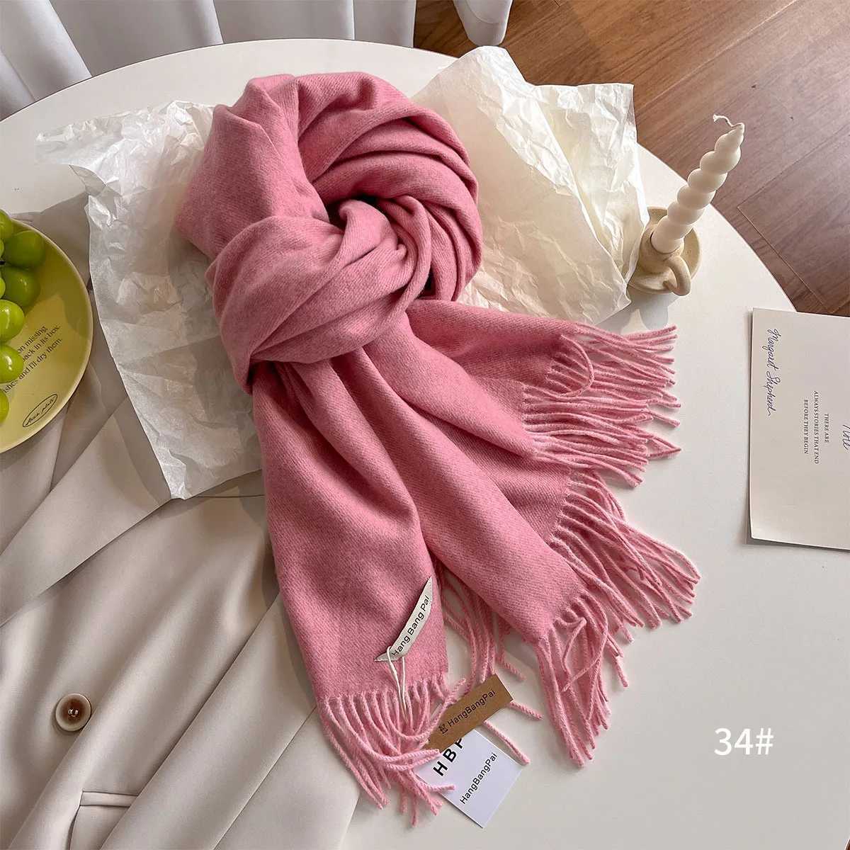 Warm and cozy cashmere scarf headscarf solid womens shawl bag Fem Pashmina Bandana scarf X241017