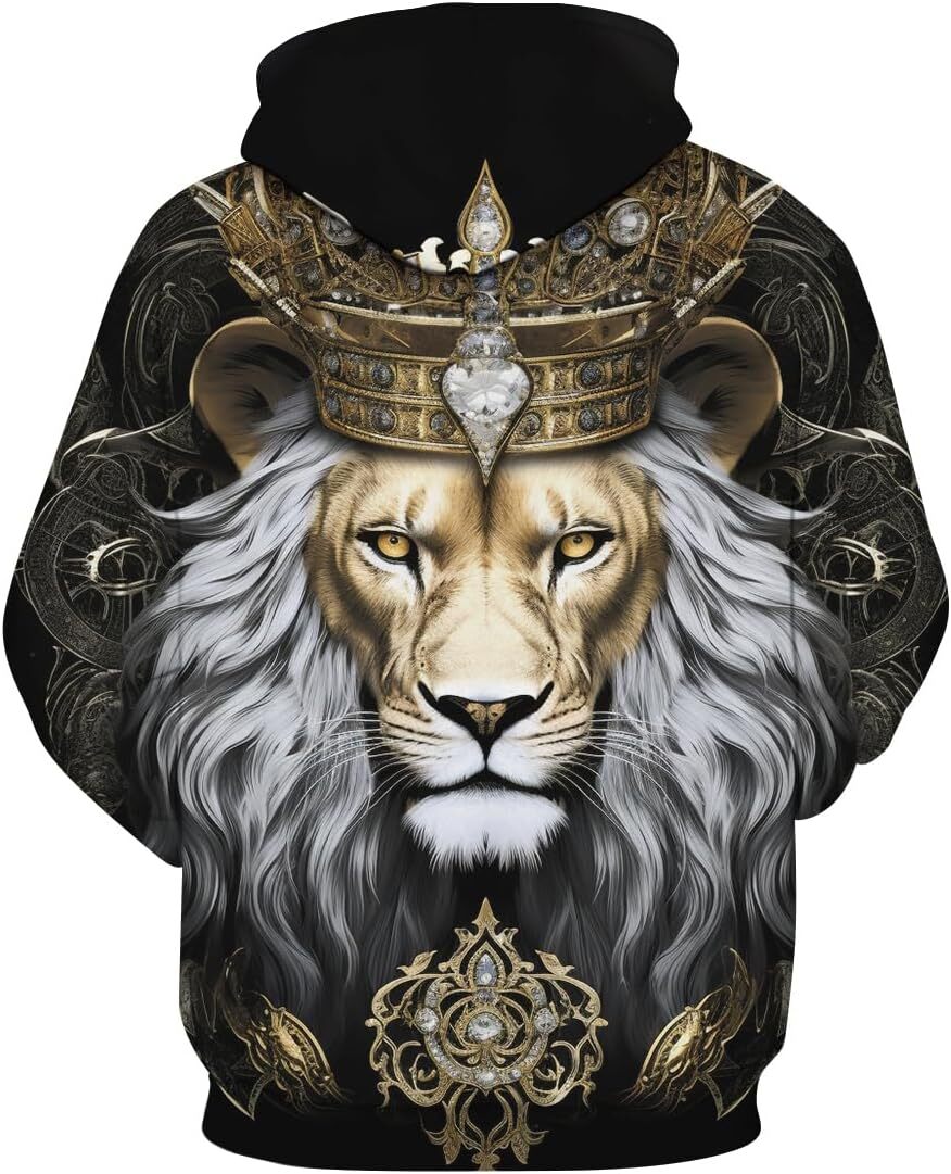 Hoodie for Mens Womens Mens Lion Hoodie Fashion Lion Printed Hoodies Novelty Sweatshirts Fashion Pullover Graphic Hoodies sweatshirt Fashionable and W