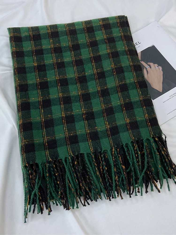New Fashion Sweet Retro Scarf Winter Womens Preparatory Student Checkered Scarf Warm Pashmina Flawless Womens M Bag Shawl X241017