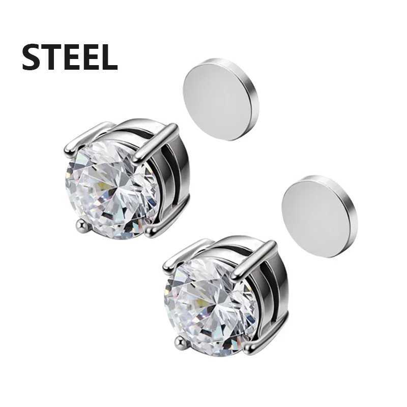1 pair of 6MM stainless steel magnetic stud earrings suitable for men women non perforated clip on stud earring set non perforated jewelry W241017