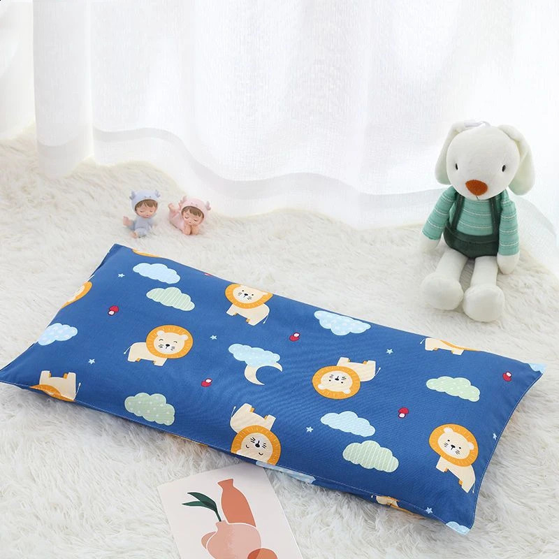 1 Piece Cartoon Animal Printing Baby Pillow 2 Sizes Toddler Pillow Breathable 100% Cotton Kids Baby Pillow 0-3 Years Old Child 241008