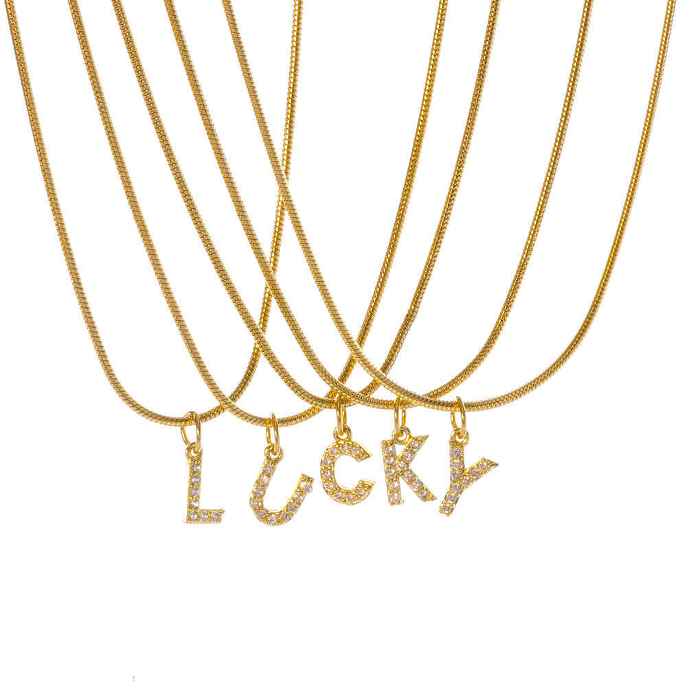 Gold Necklace 26 English Hip Hop Style Designer Stainless Steel Round Snake Bone Chain Letter Necklace