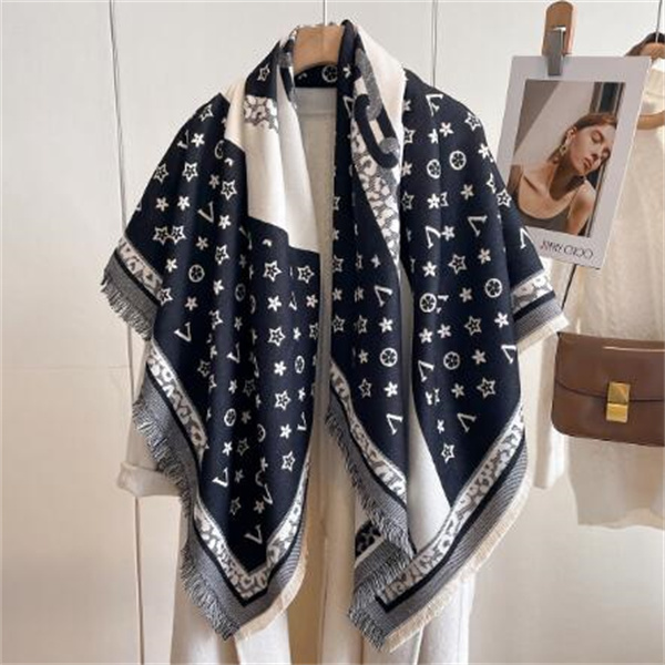 2024 Thick Shawl Wrap Head Scarf for Women Luxury Winter Warm Cashmere Neckerchief Bandana Fashion Print Poncho Pashmina Bufanda