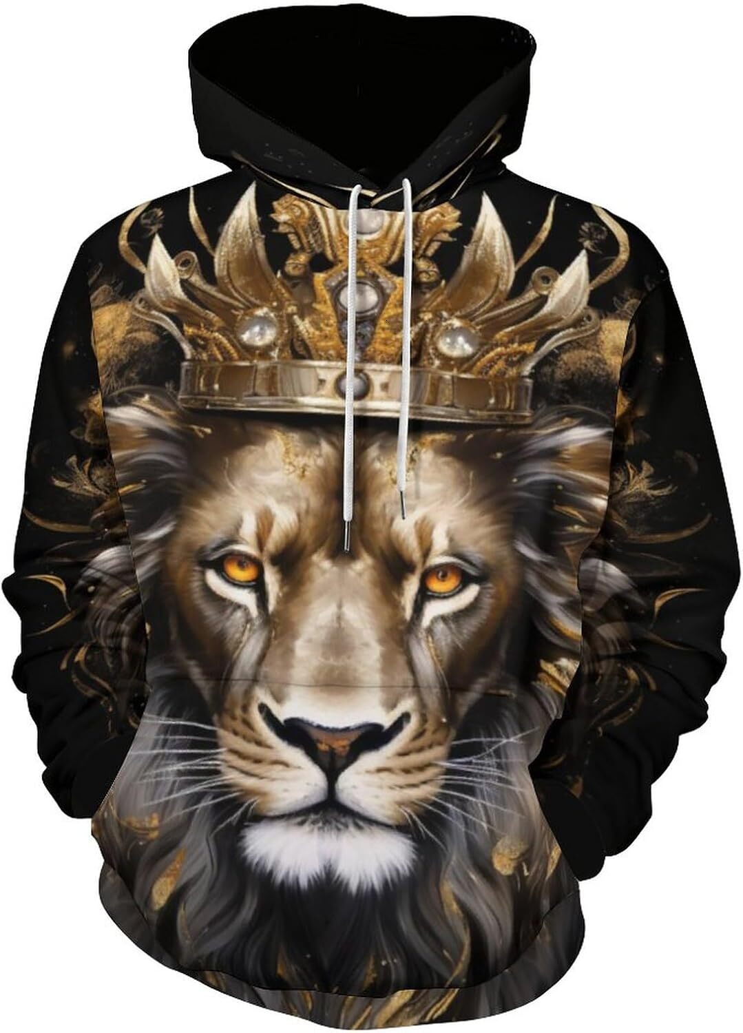 Hoodie for Mens Womens Mens Ancient Lion King Hoodie 3D Novelty Pattern Printed Psychedelic Cool Pull Cord Sweatshirt Hoodie Graphic Fashionable and W