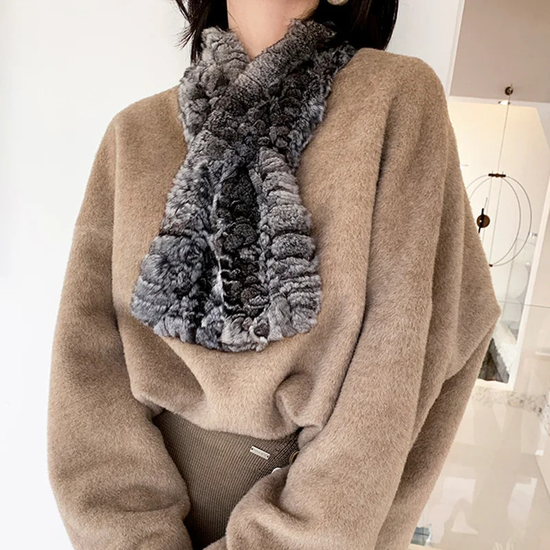 Womens winter scarf genuine Chinchilla fur soft and warm womens shawl S7722 241009