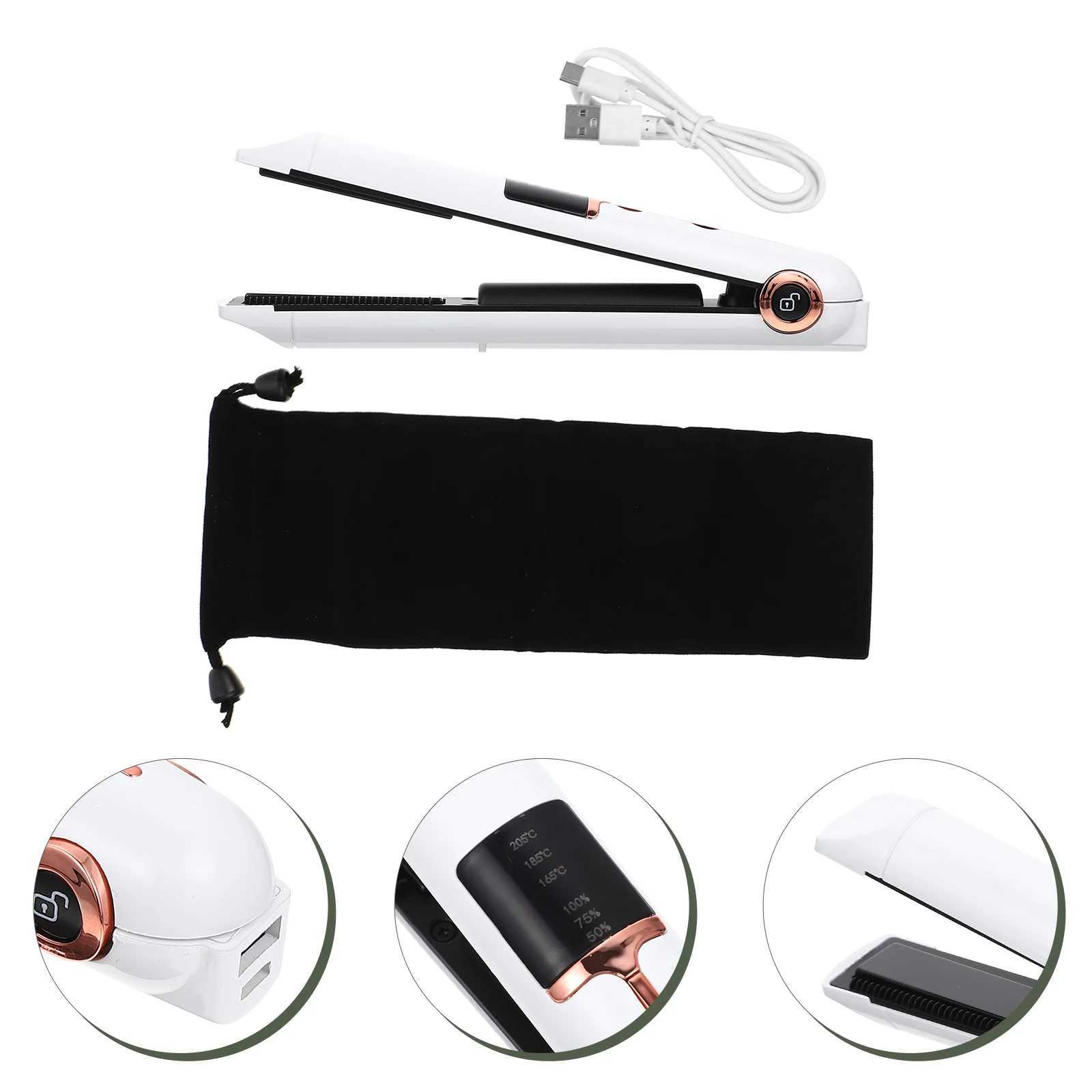 Hair Straightener Rollers Curling Iron Wand for Styling Tools Curler Major Wireless White TravelXJ241016