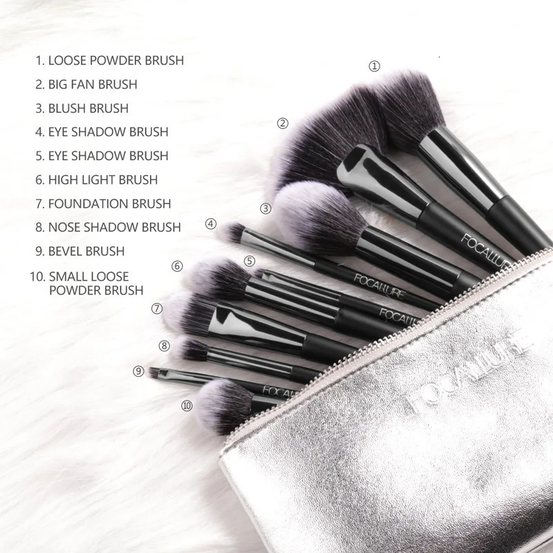 FOCALLURE 6/10 Pcs Soft Fluffy Makeup Brushes Set for Foundation Concealer Blush Setting Powder Eyeshadow Blending Tools Brush 241008 S25519