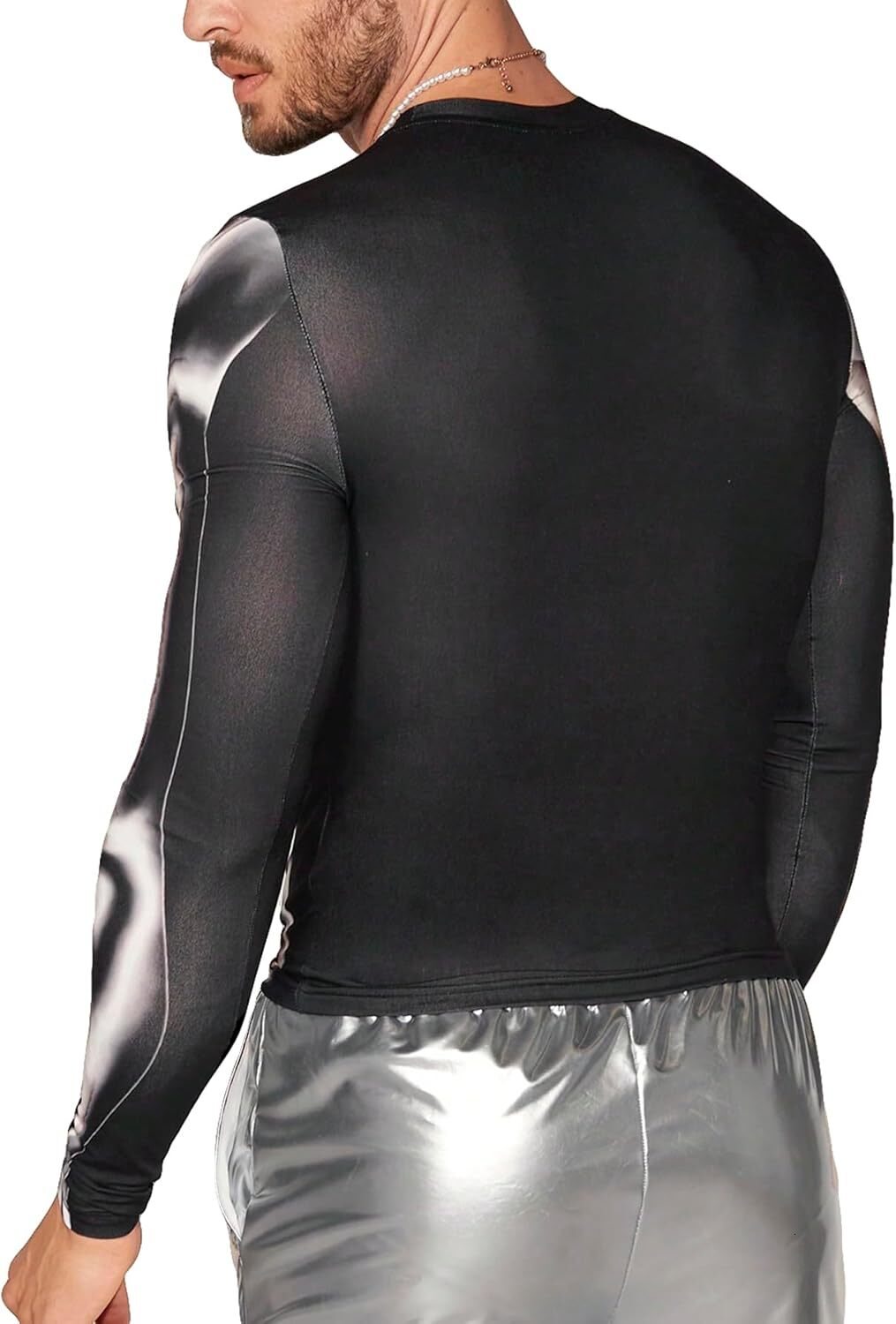 Long Sleeve Shirts for Men sweatshirt Men's 3D Body Print Crop T Shirt Round Neck Long Sleeve Muscle T Shirt Fashion Party Club Tee Streetwear Ca