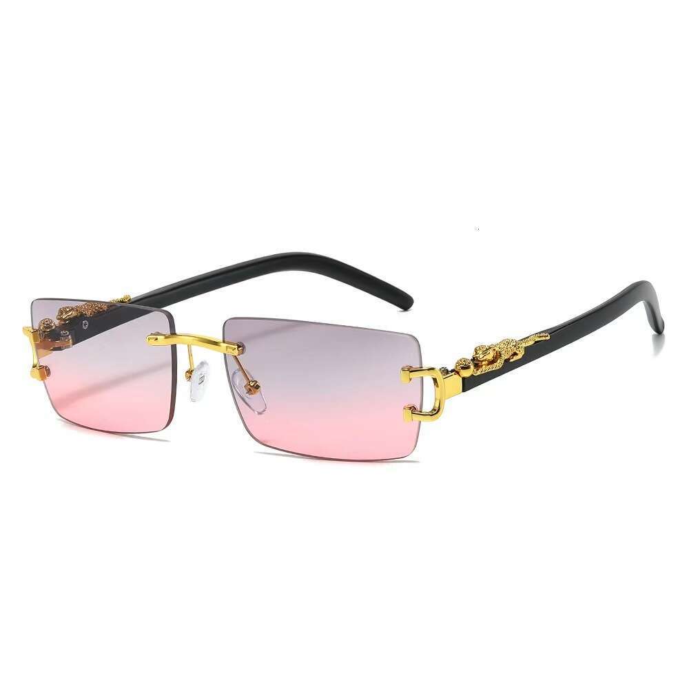 Rectangle for Rimless Trendy Women 2025 Brand Design Retro Frameless Gradient Lens Sunglasses Men