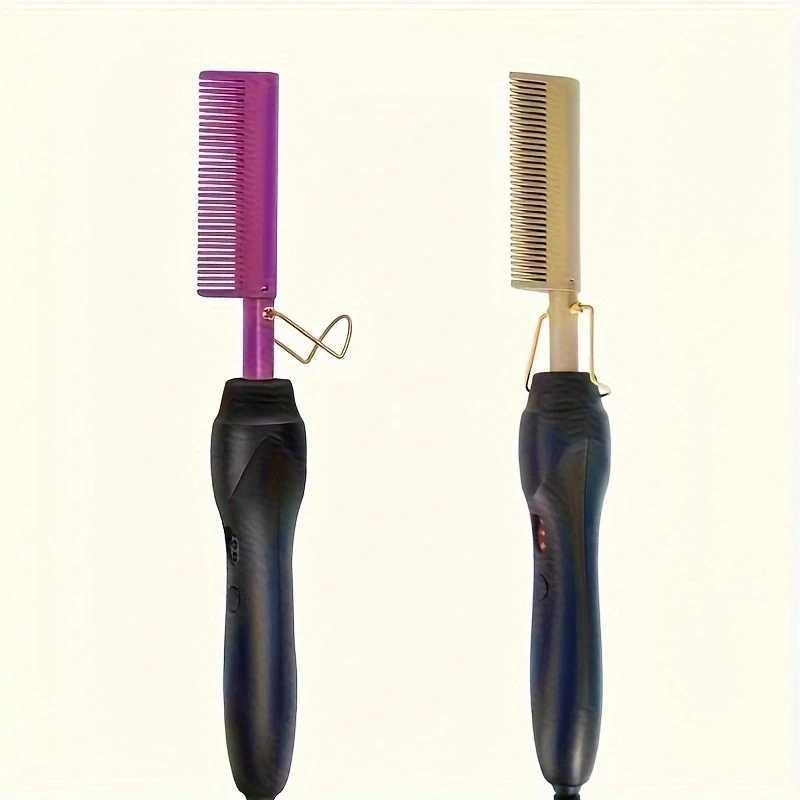 Professional 2-in-1 electric comb small purple comb multi-function heating comb hot comb hair straightenerXJ241016