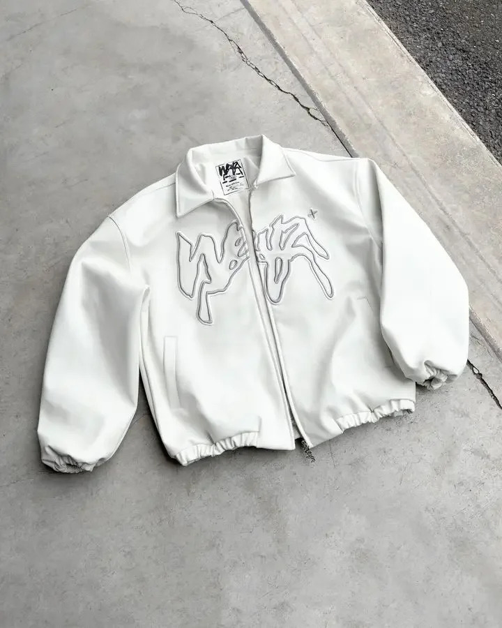 Y2k Jackets Men Hip Hop Retro Letter Embroidery Harajuku Fashion Pu Leather Jacket Long Sleeve Zipper Jacket Coat Streetwear 241017