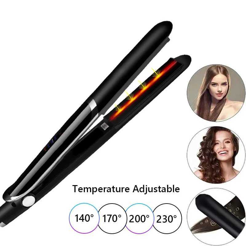Infrared Straight Tourmaline Coating Or Ceramic Lcd Display Negative Ion Flat Iron Fast Straightening Hair Curler Flat IronsXJ241016