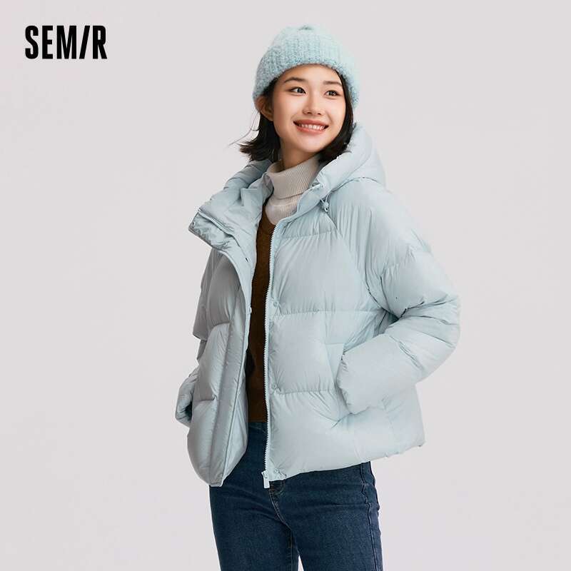 Semir Women Solid Color Loose Versatile 2024 Winter New Three-Proof Hooded Puffer Coat Down Jacket
