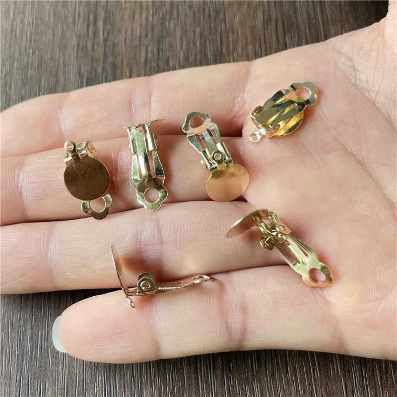 30 earring clips unperforated photo glass Cabochon setup camera jewelry base handmade discovery earring material iron W241017