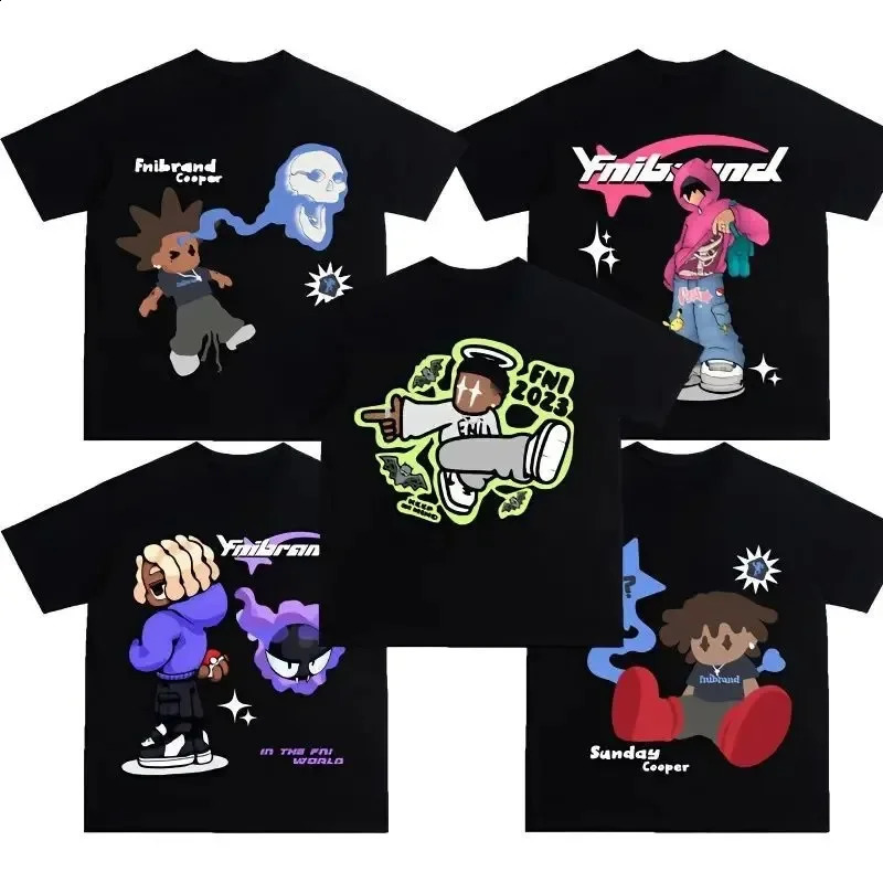 Y2K Hip Hop Letter Printed T Shirt Cartoon Oversized Tops Harajuku Fashion Casual All Match Loose Streetwear 241017