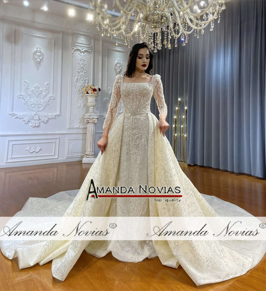 Detachable Skirt Crystal Mermaid 2 in 1 Wedding Dress