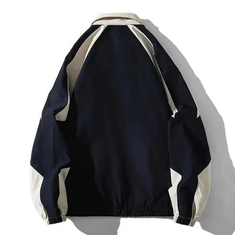 Embroidery Academy Jacket Mens Casual Splicing Work Street Clothing Windproof Jacket Spring and Autumn Frame Collar Thin University Jacket M241017