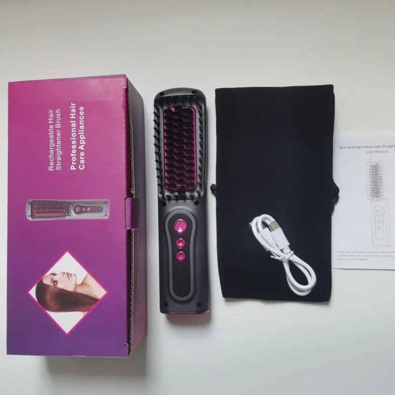 New dual purpose curling straightening styling comb hair salon portable charging straightener USB wireless curling combXJ241016