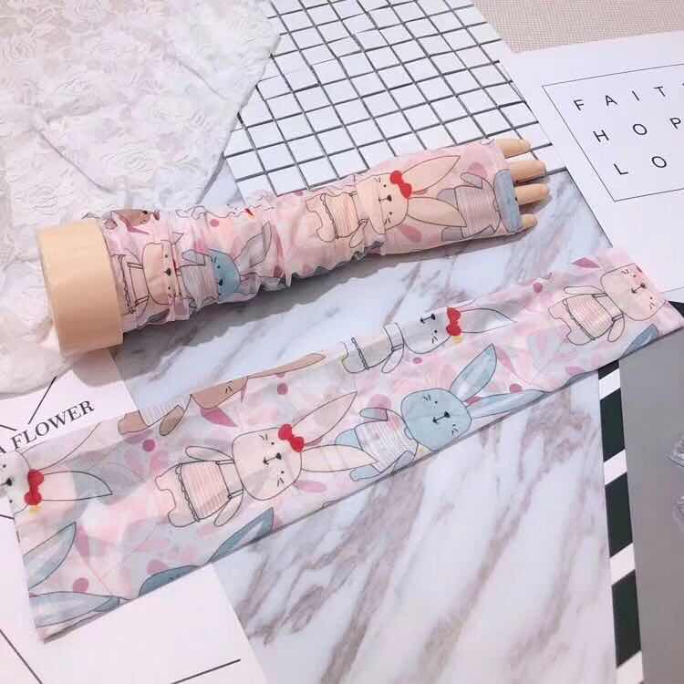 Printed ice silk ice sleeve female sunscreen hand sleeve arm sleeve sleeve set loose versatile wholesale