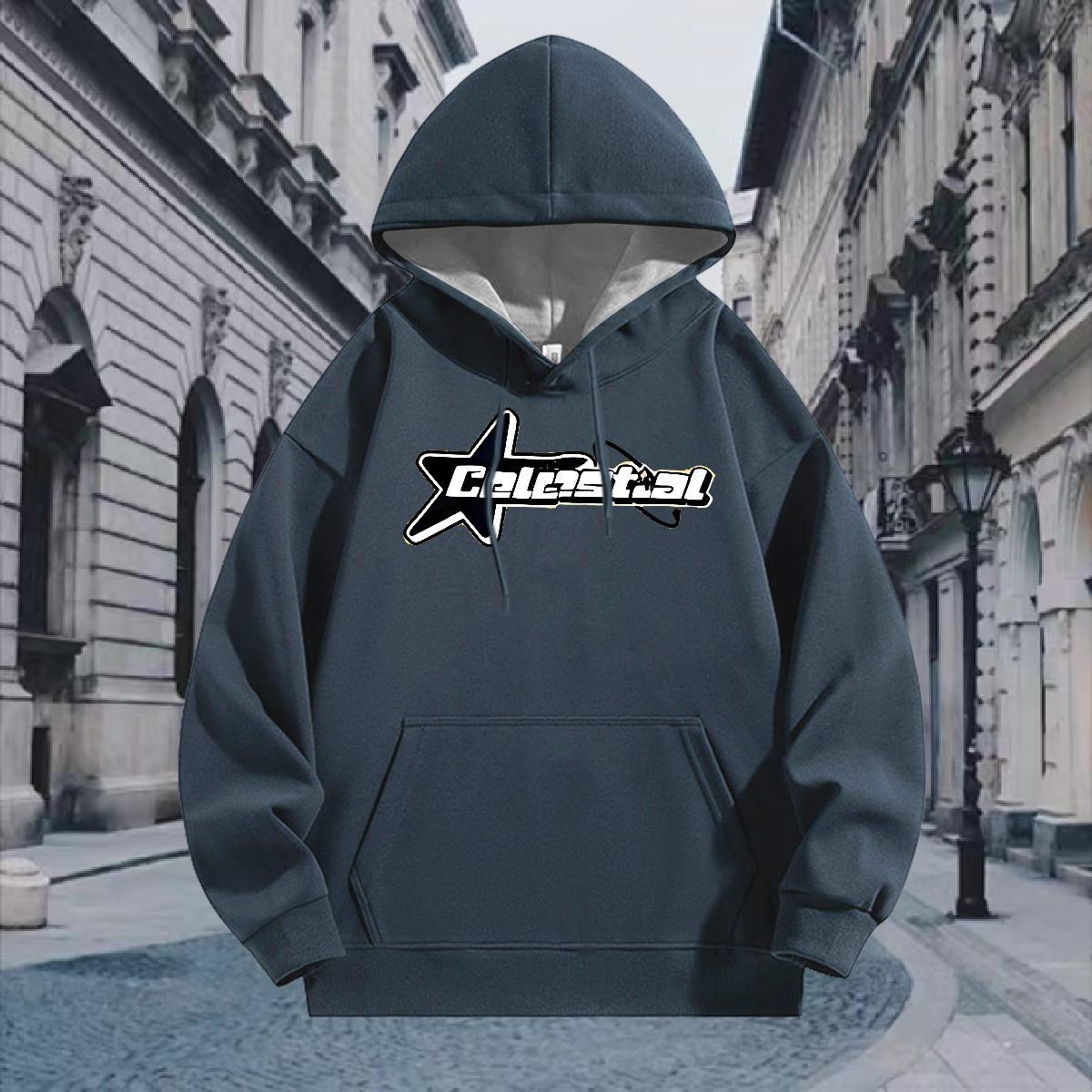 2024 Autumn and Winter Hooded Sweatshirt Breathable Soft Loose Fit Mens Hoodie Street wear Hip Hop Tops Pullover Hoodie Custom Anime Velvet Thick