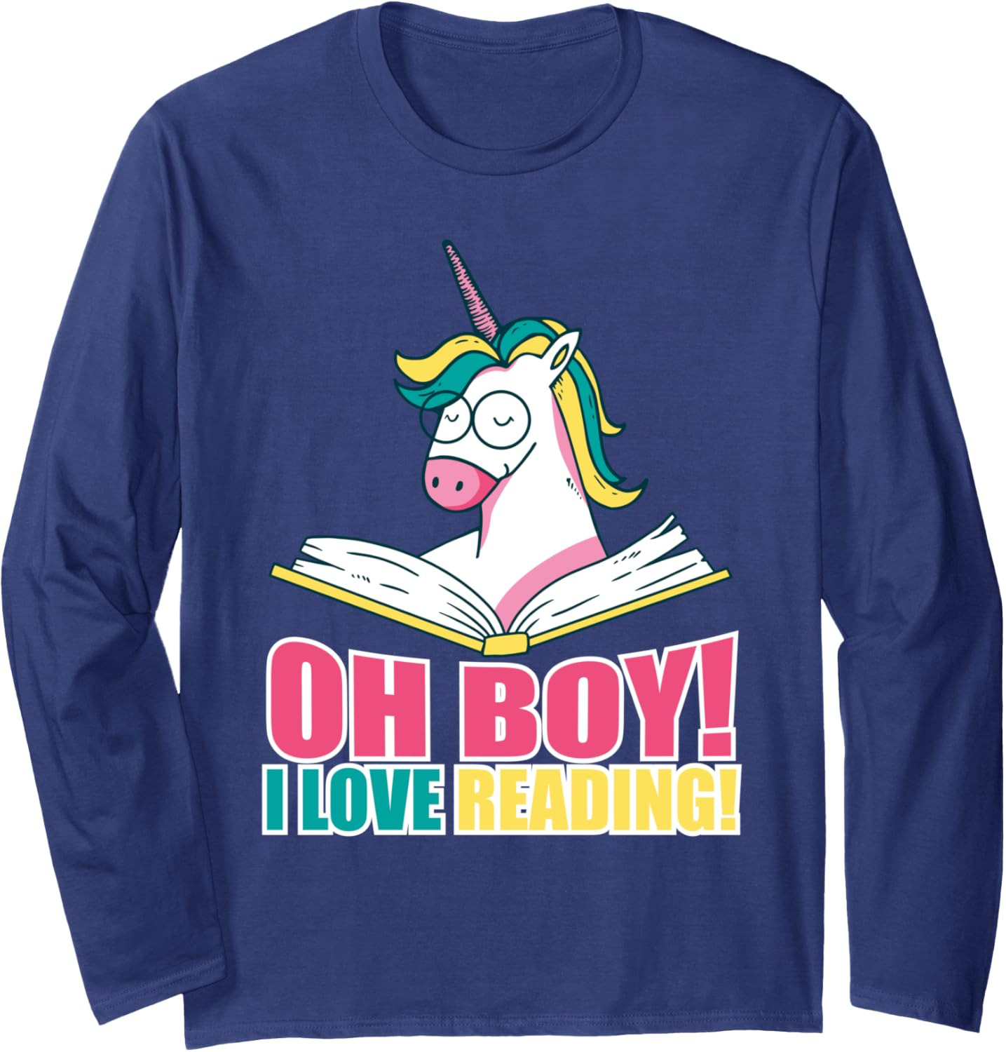 Long Sleeve Shirts for Men sweatshirt Vintage Oh Boy I Love Reading Unicorn Bookworm Book Reader Long Sleeve Streetwear Casual tops clothes