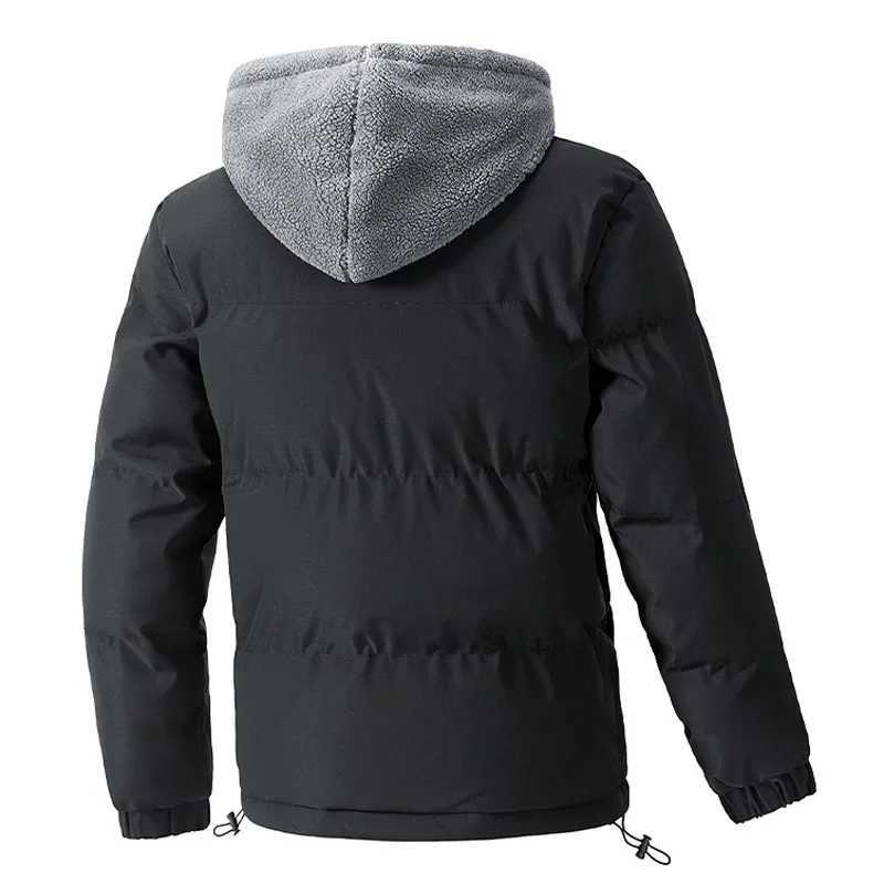 8XL fluffy Jacket Mens Thick Warm Plus Size Winter Jacket Mens Cotton Wool Lined Hooded Park Fake Two Piece Jacket X2410171