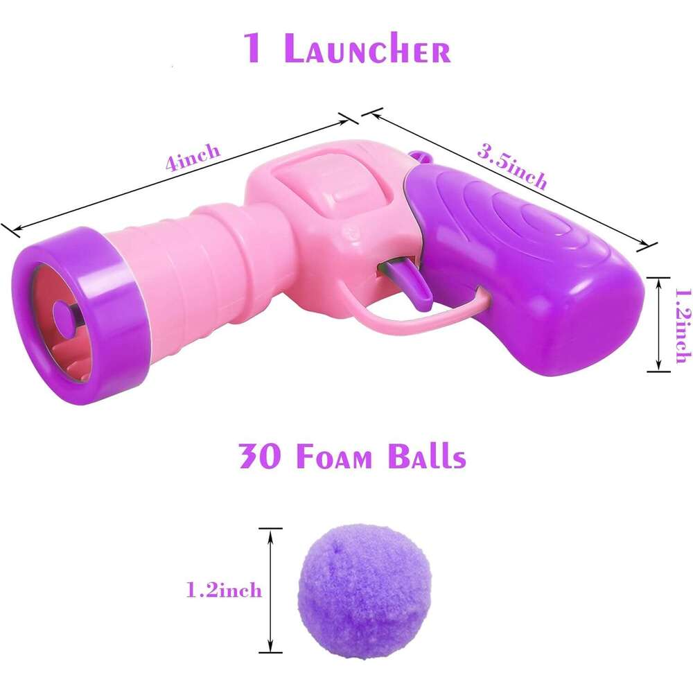 Mewlmart Interactive Kitty Indoor Pom Toy Plush Ball Launcher for Cats Puff Cat Enrichment Toys 30 Balls