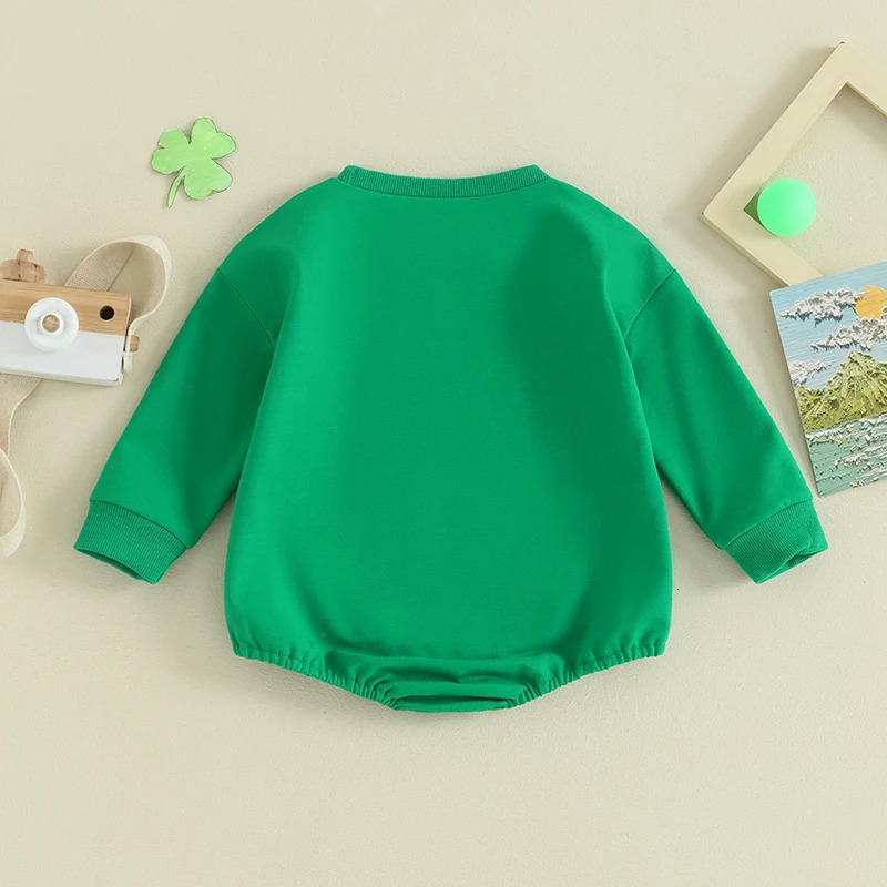 Matching Father and Baby Outfits Long Sleeve Letter Print Romper Round Neck Clover Sweatshirt Family Irish Clothes 241017