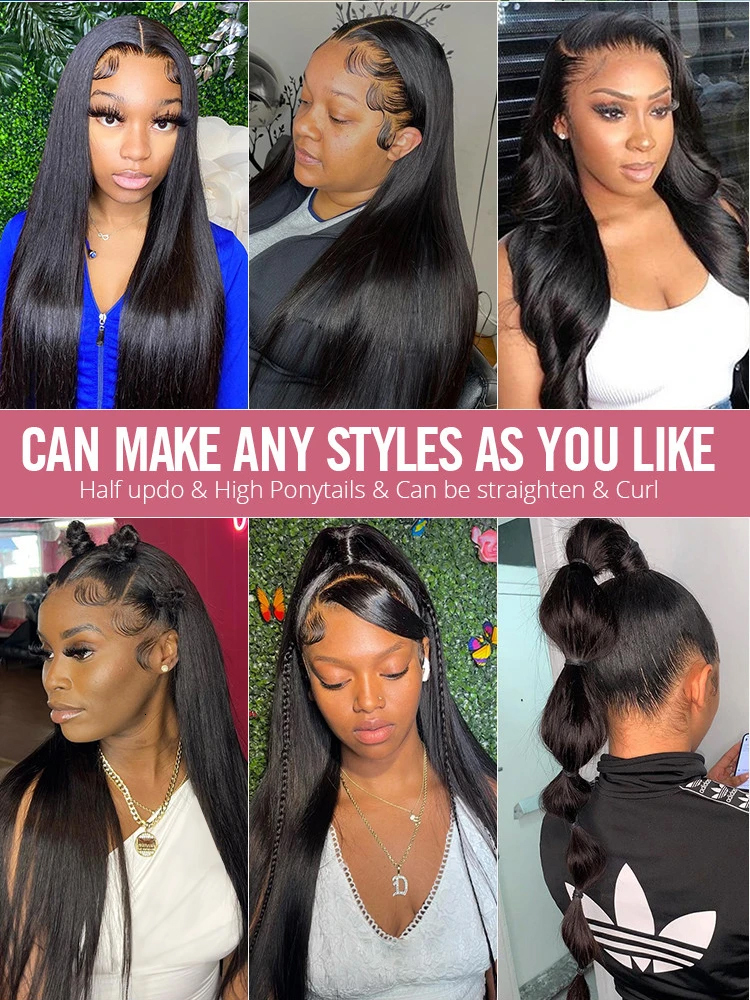 34 40 Inch Straight 13X4 13X6 Front Human Hair Wigs For Women Brazilian 360 Full HD Lace Frontal 4X4 Closure Wig
