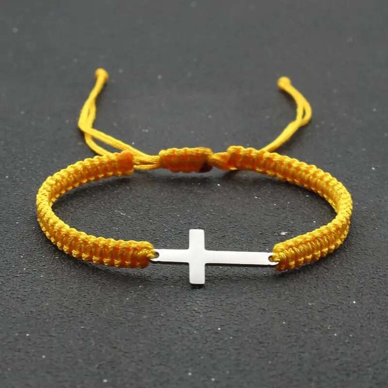 Stainless Personality Creative Cross Hand-woven Adjustable Colored String Couple Versatile Bracelet link bracelets silver jewelry