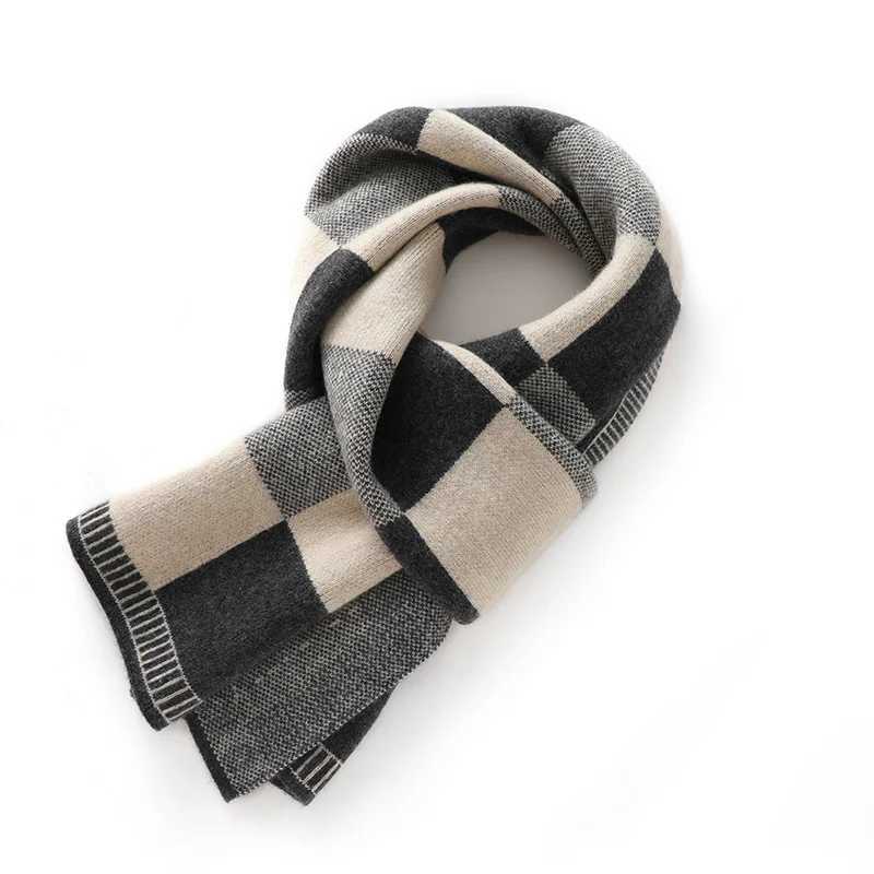 2024 High end Fashion 35% Cashmere Shawl Warm Winter Dual purpose Elegant Outer Knitted Plain Scarf X241017