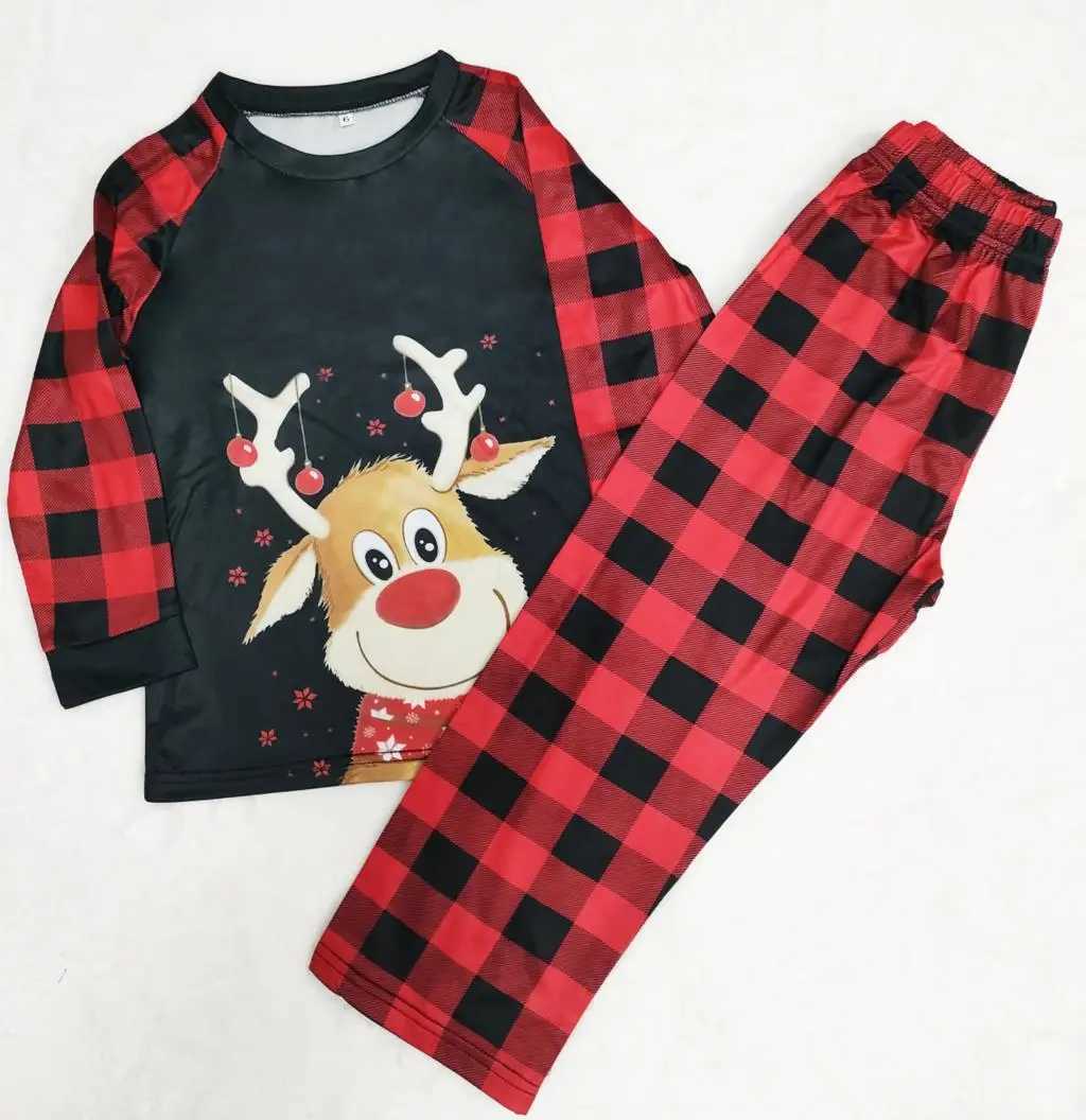 2021 Christmas Family Matching Pajama Set Deer Print Christmas Adult and Childrens Family Matching Clothing Family Pajamas W241015