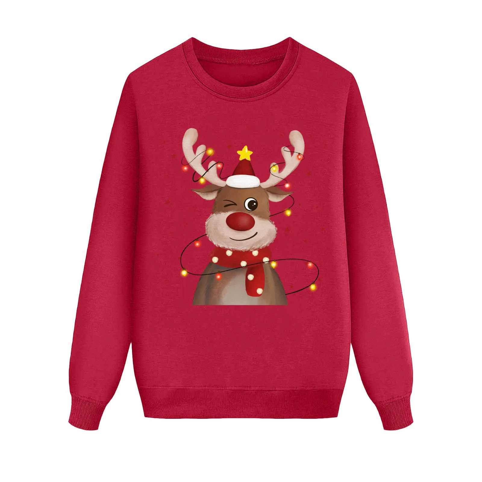Family matching set Christmas long sleeved deer print sportswear for women men children pull off mother father son daughter clothing W241015