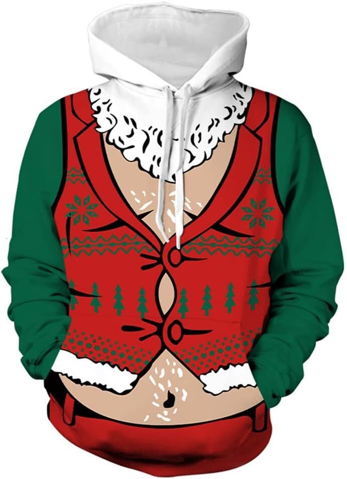 Hoodie for Mens Womens Mens Santa Claus Funny Sweatshirt Christmas 3D Novelty Fashion Pullover Hoodies Graphic Hoodies sweatshirt Warm