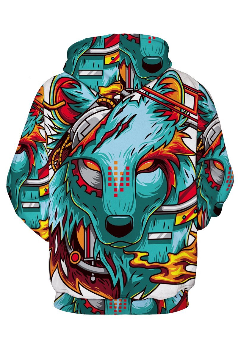 Hoodie for Mens Womens Haloon Unisex Realistic 3d Digital Big Pocket Pullover Hooded Hoodies Sweatshirt Cartoon Wolf L Graphic Hoodies sweatshirt Warm