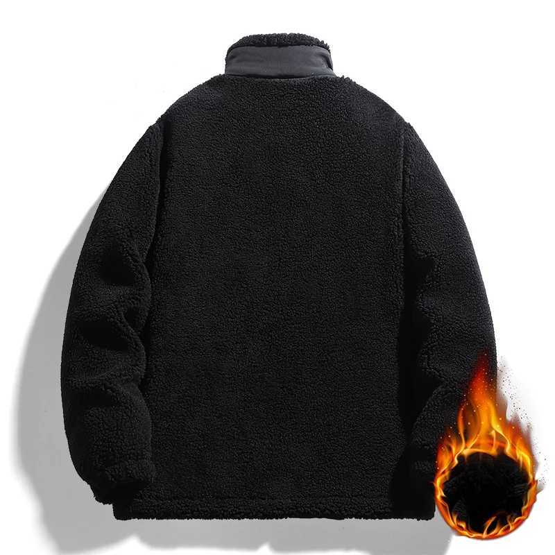 Mens Jacket Winter New Solid Color Plush Thick Outdoor Travel Cashmere Coat Mens Fashion Cotton Mat Clothing M241017