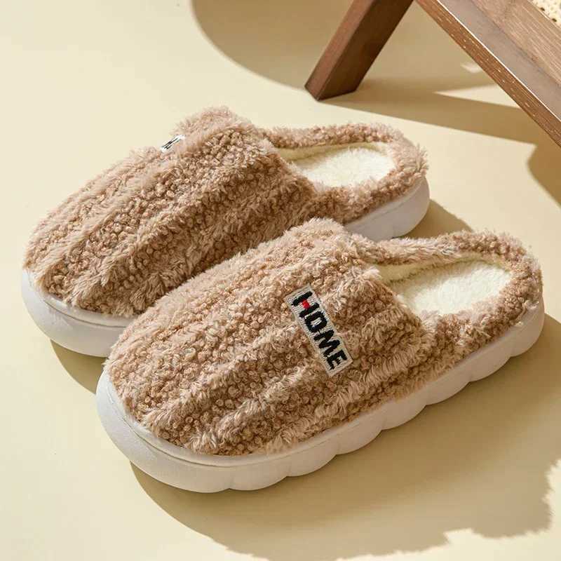 Winter coral velvet cotton slider for womens indoor leisure toe packaging slider for mens anti slip autumn thick soled polar wool shoesCL241017