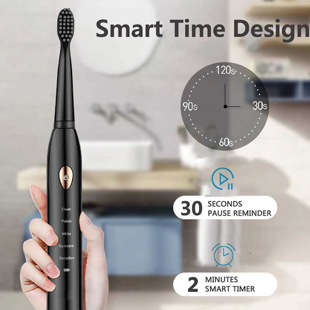 New Arrival USB Ultra Sonic Electric Toothbrush 5 Mode Fully Automatic Electric Toothbrush Adult Waterproof Electric Toothbrush G241017
