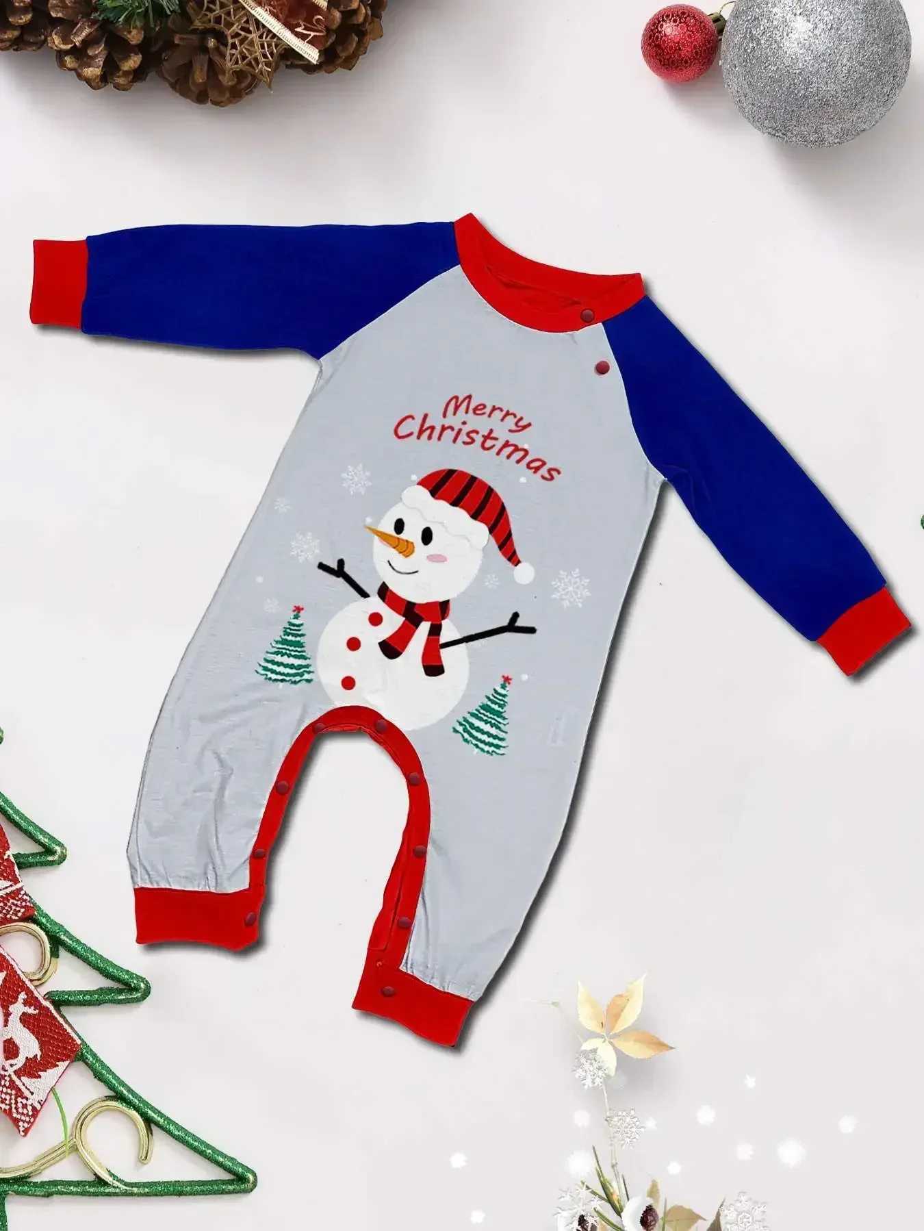 Christmas Family Appearance Cartoon Snowman Printed Womens Boys and Girls Matching Clothes Cute Soft Christmas Pajama Set Baby Dog Pants Pjs W241015