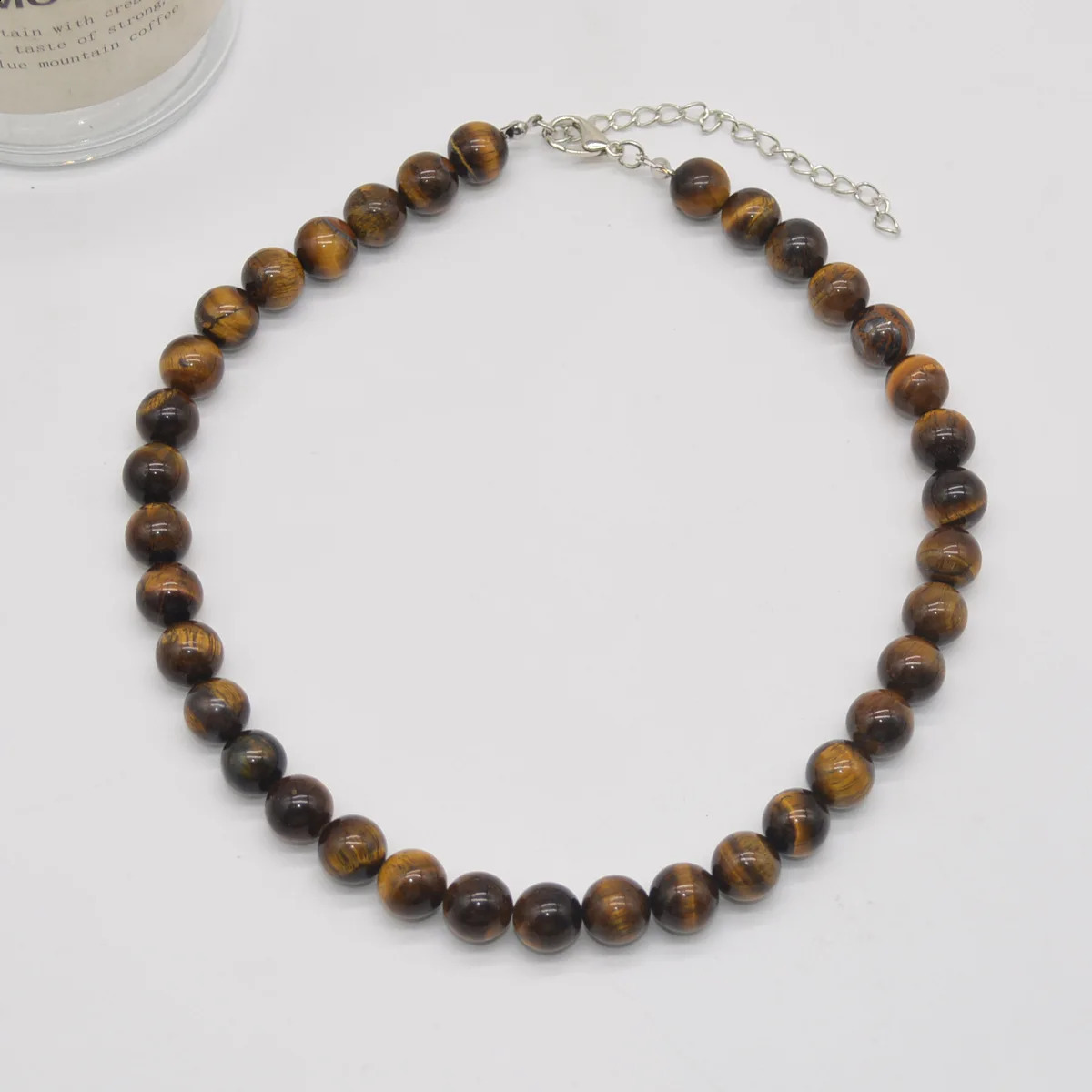 10mm Natural Tiger Eye Stone Bead Necklace Mens Fashion Round Bead Necklace Womens n Accessories 241017